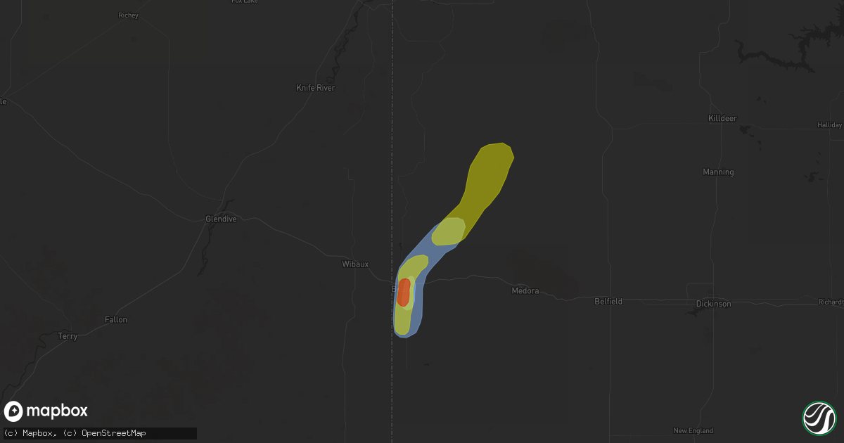 Hail map in Beach, ND on May 29, 2024
