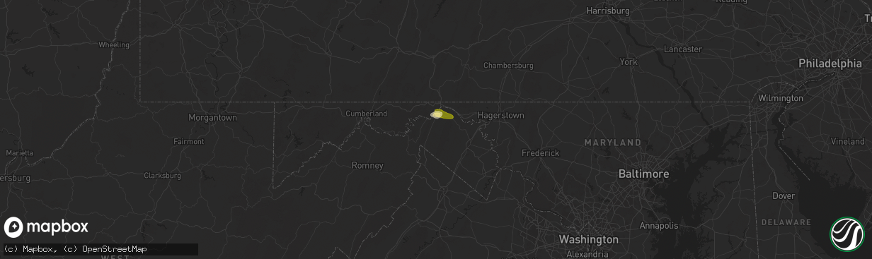 Hail map in Berkeley Springs, WV on May 29, 2024