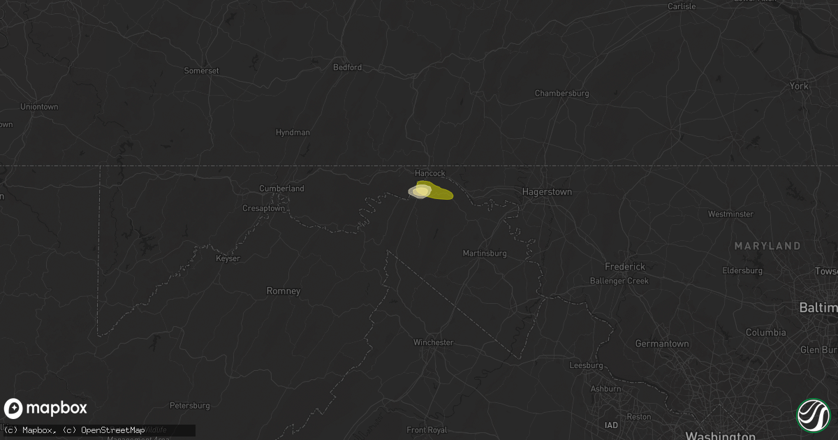 Hail map in Berkeley Springs, WV on May 29, 2024