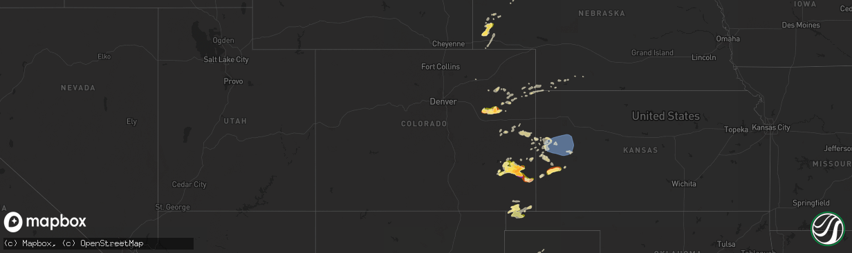 Hail map in Colorado on May 29, 2024