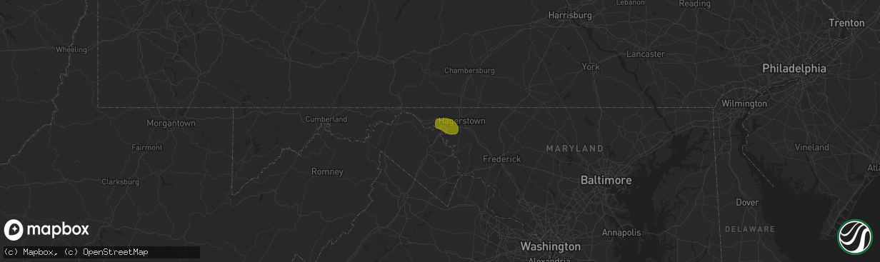 Hail map in Falling Waters, WV on May 29, 2024