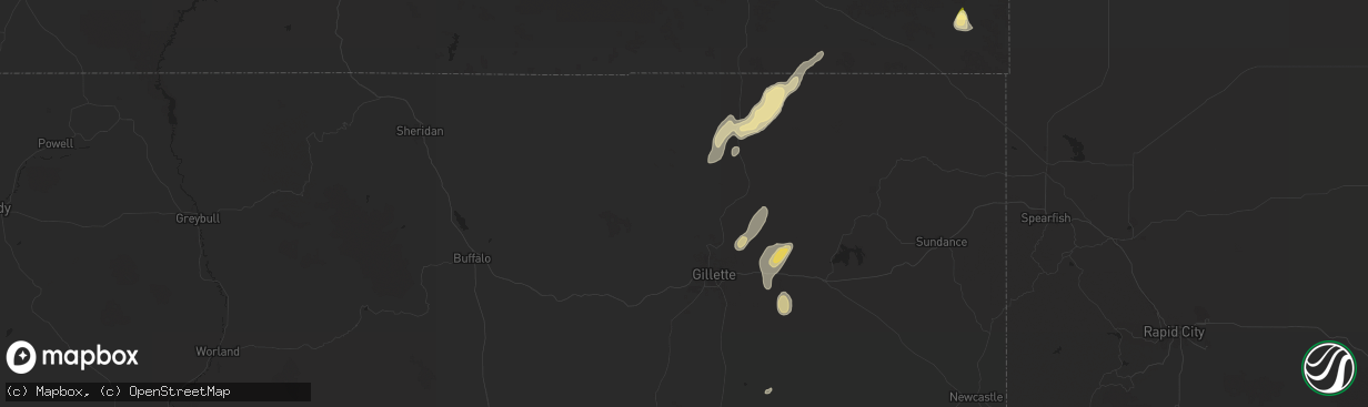 Hail map in Gillette, WY on May 29, 2024