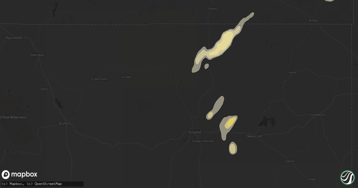 Hail map in Gillette, WY on May 29, 2024