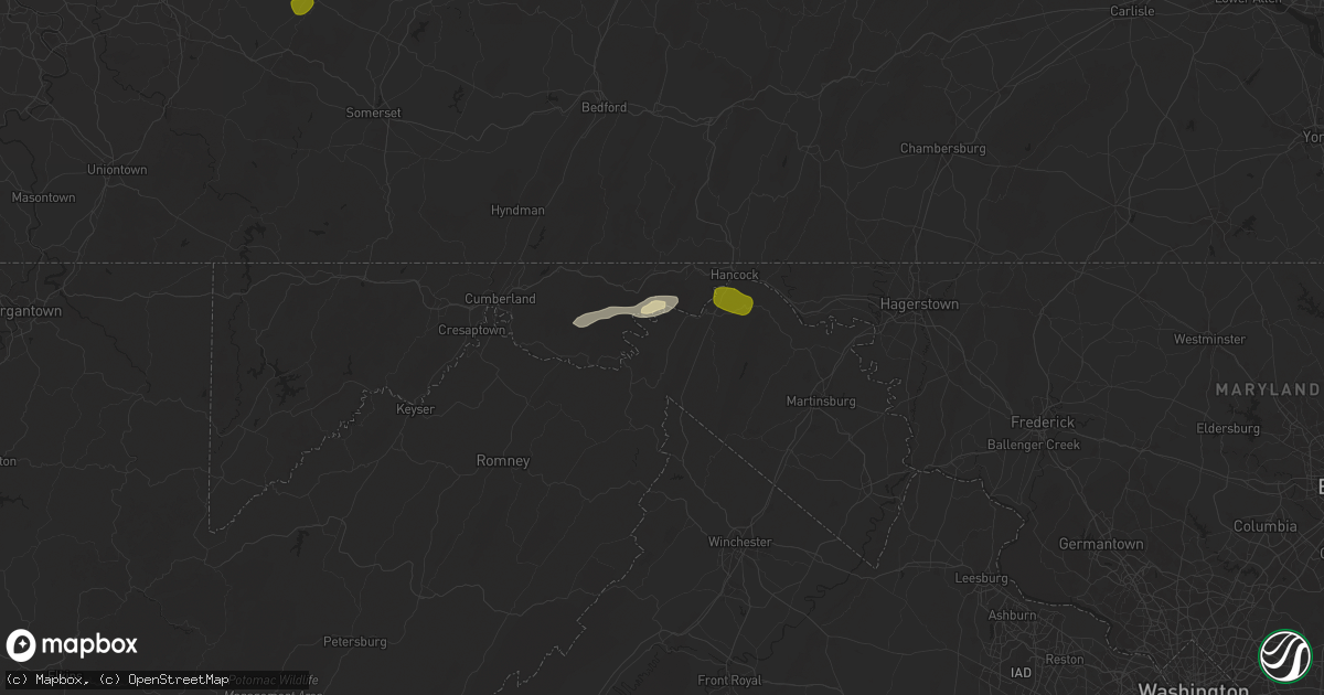 Hail map in Great Cacapon, WV on May 29, 2024