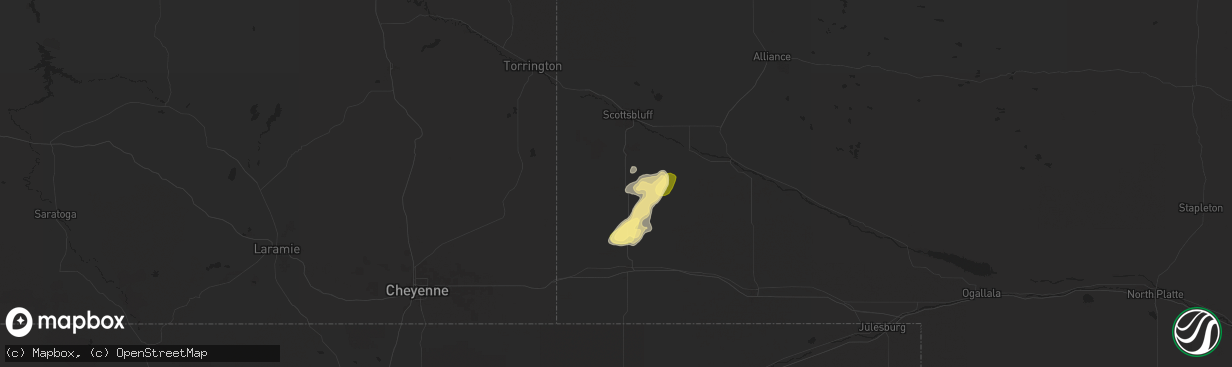 Hail map in Harrisburg, NE on May 29, 2024