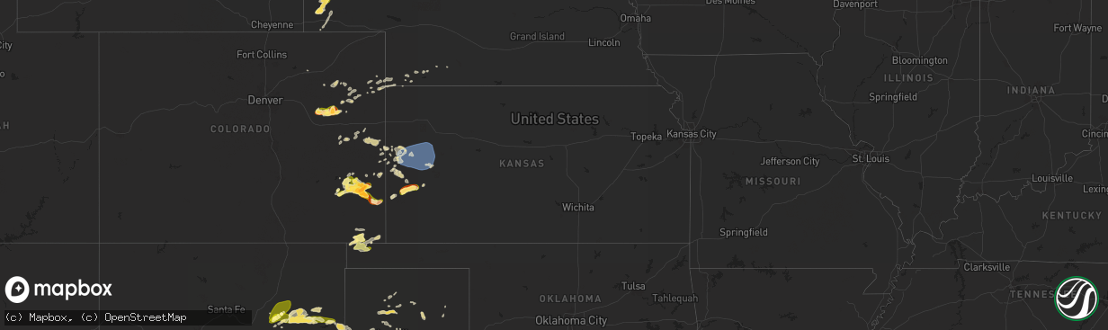 Hail map in Kansas on May 29, 2024