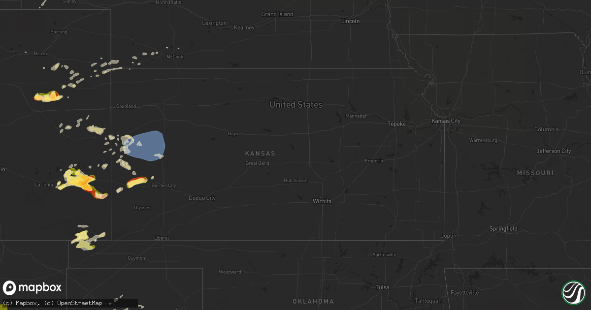 Hail map in Kansas on May 29, 2024
