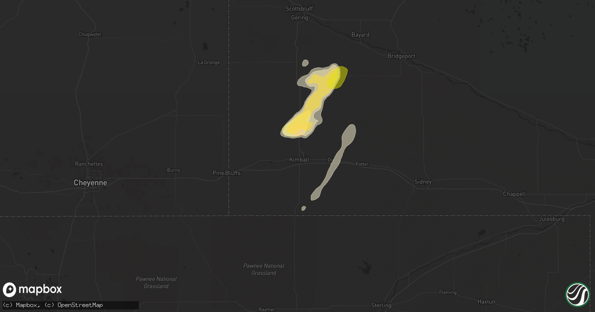 Hail map in Kimball, NE on May 29, 2024