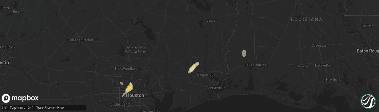 Hail map in Kountze, TX on May 29, 2024