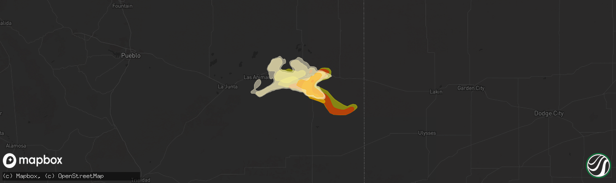 Hail map in Lamar, CO on May 29, 2024