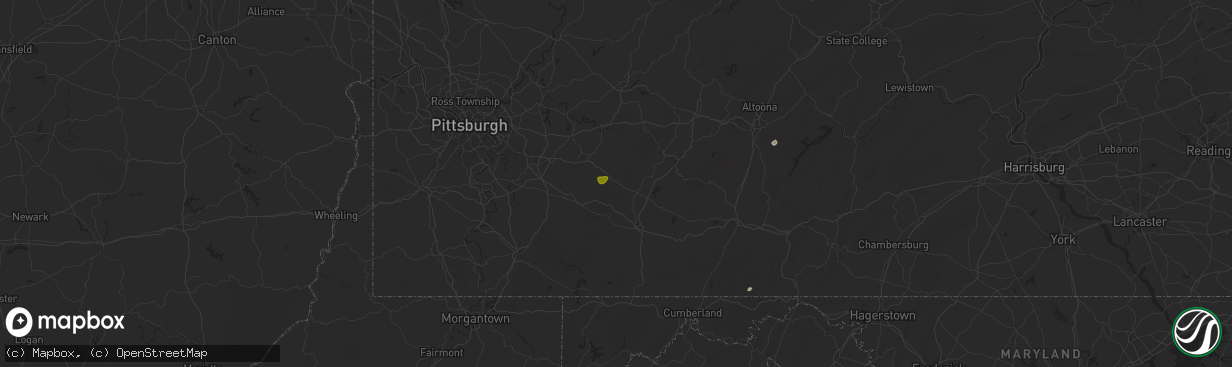 Hail map in Laughlintown, PA on May 29, 2024