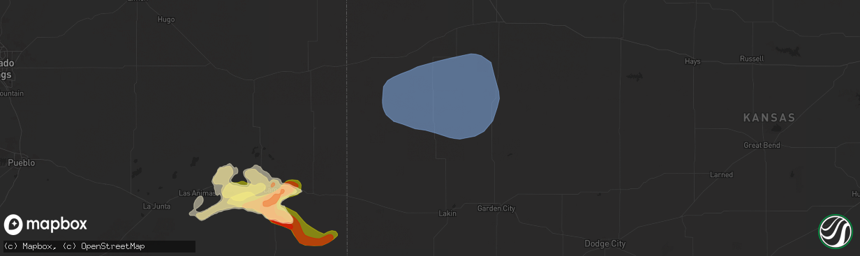 Hail map in Leoti, KS on May 29, 2024