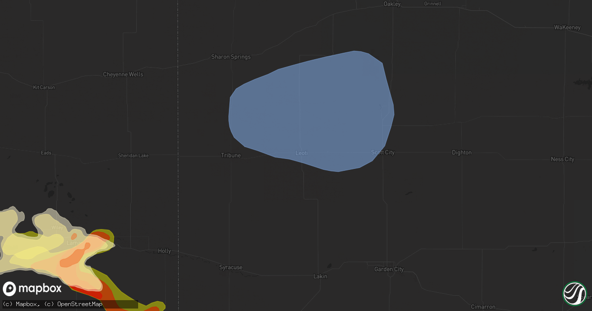 Hail map in Leoti, KS on May 29, 2024