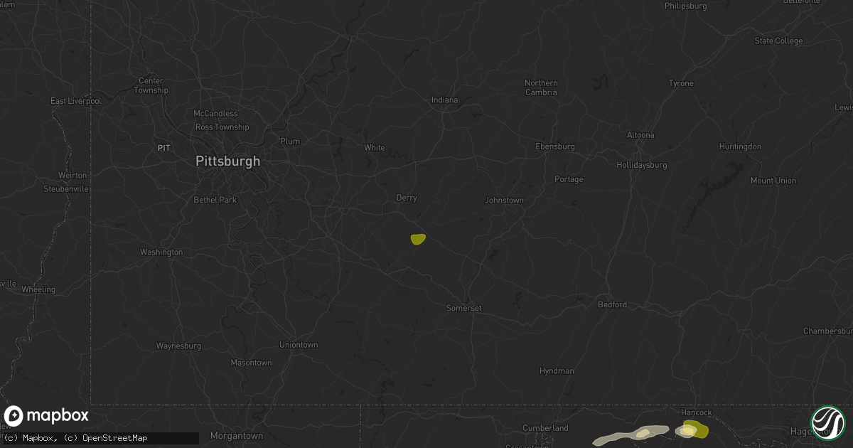 Hail map in Ligonier, PA on May 29, 2024