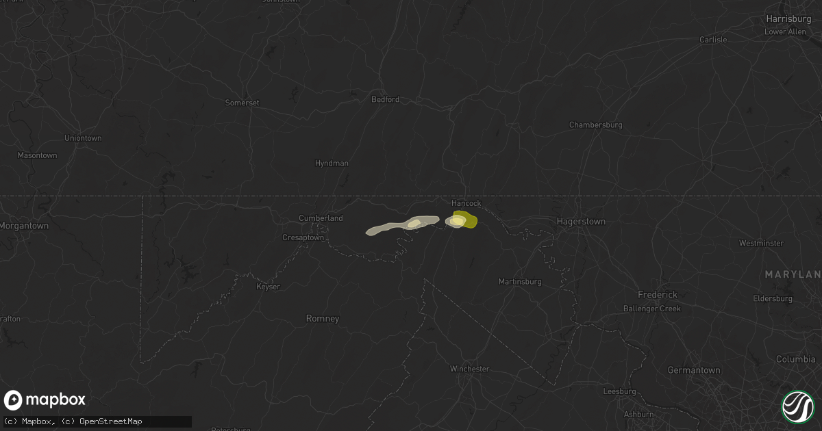 Hail map in Little Orleans, MD on May 29, 2024