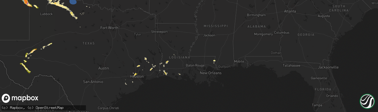 Hail map in Louisiana on May 29, 2024