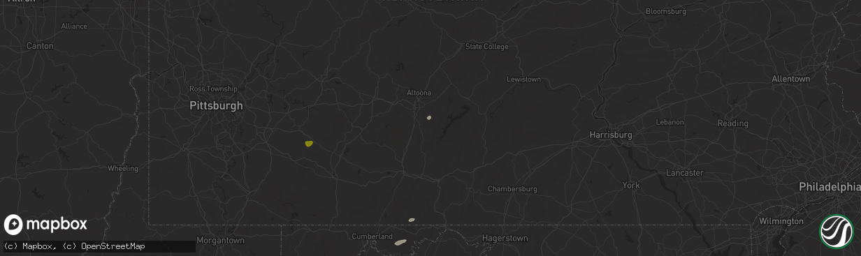 Hail map in Martinsburg, PA on May 29, 2024