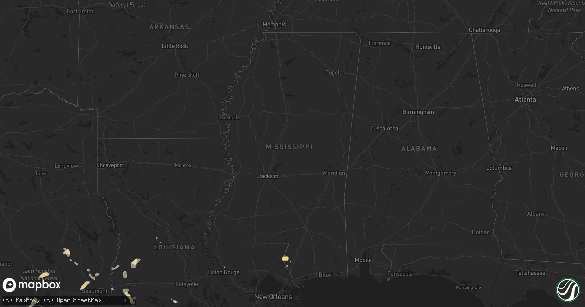 Hail map in Mississippi on May 29, 2024