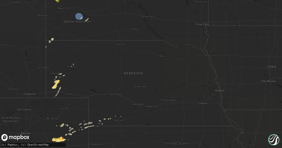 Hail map in Nebraska on May 29, 2024