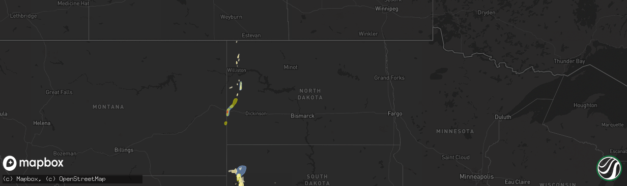 Hail map in North Dakota on May 29, 2024