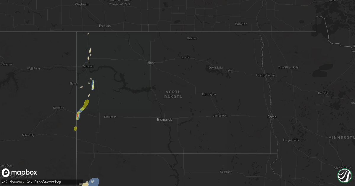 Hail map in North Dakota on May 29, 2024