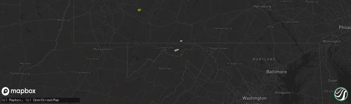 Hail map in Oldtown, MD on May 29, 2024