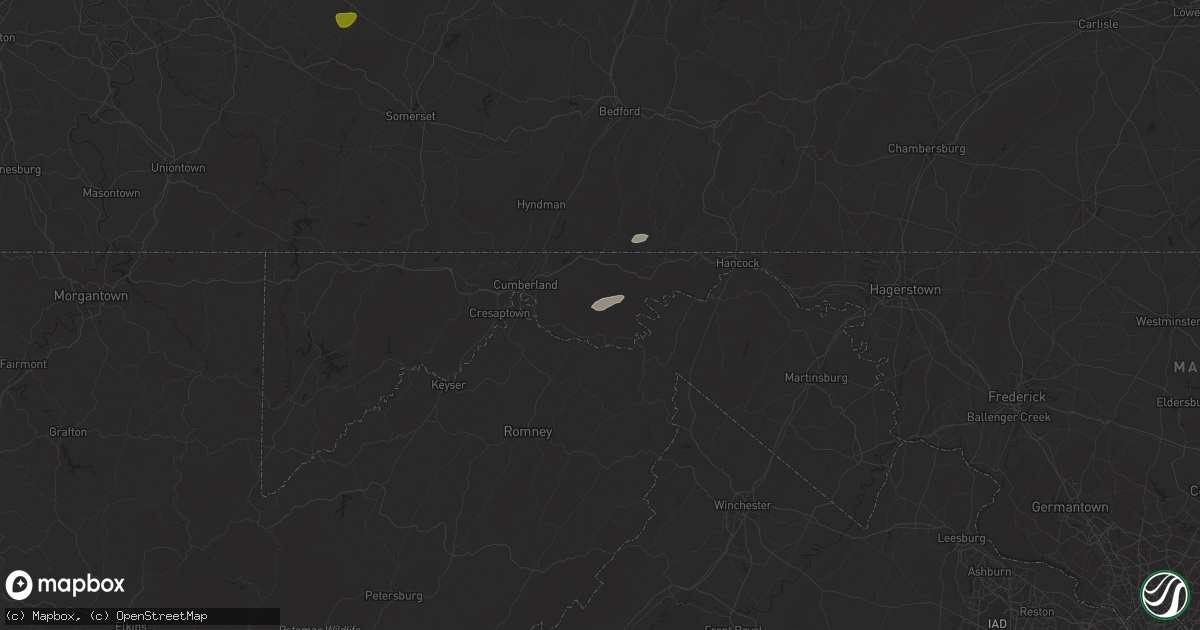 Hail map in Oldtown, MD on May 29, 2024