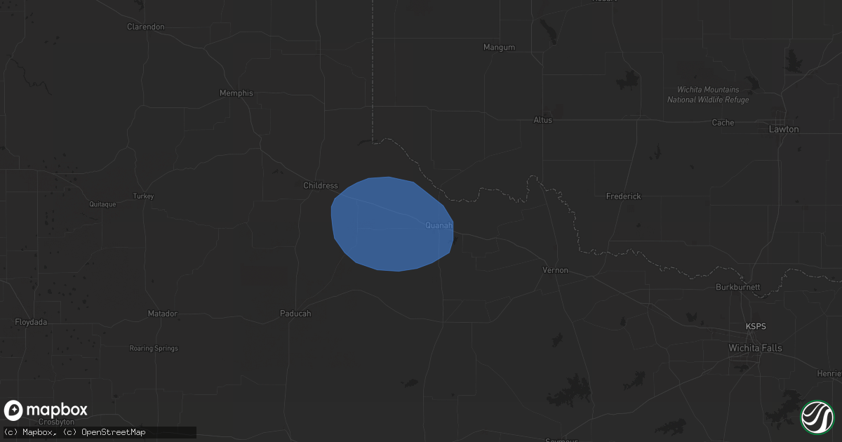 Hail map in Quanah, TX on May 29, 2024