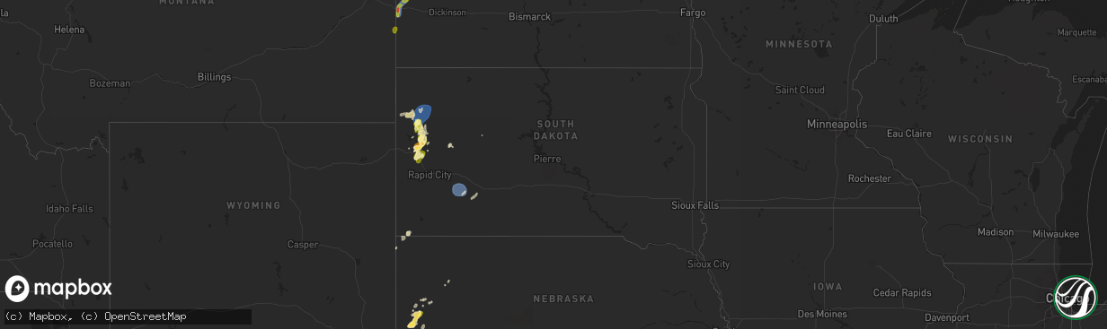 Hail map in South Dakota on May 29, 2024