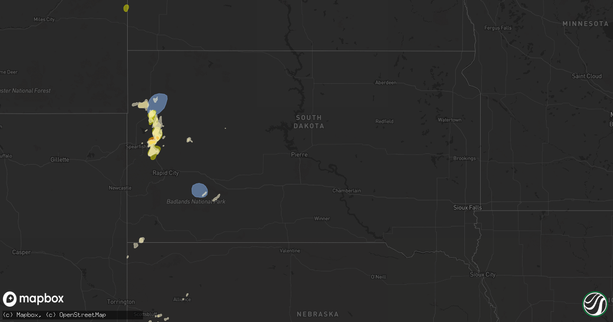 Hail map in South Dakota on May 29, 2024
