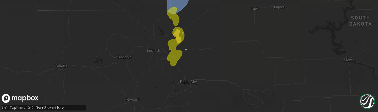 Hail map in Sturgis, SD on May 29, 2024