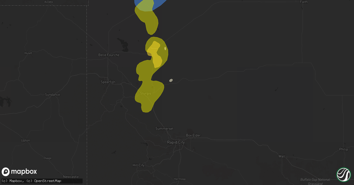 Hail map in Sturgis, SD on May 29, 2024