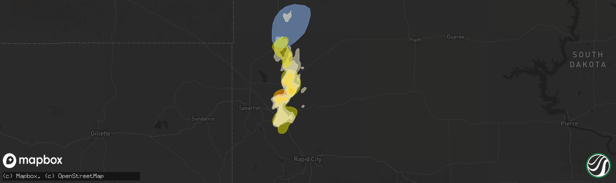 Hail map in Vale, SD on May 29, 2024