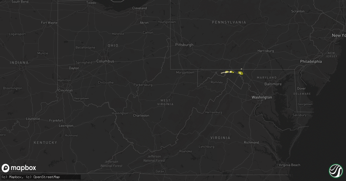 Hail map in West Virginia on May 29, 2024