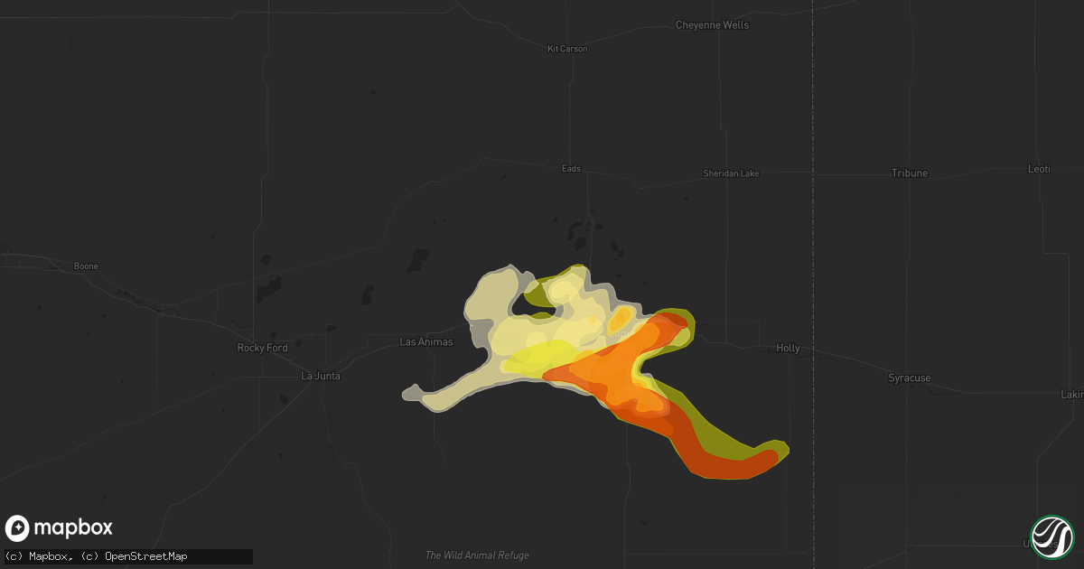 Hail map in Wiley, CO on May 29, 2024
