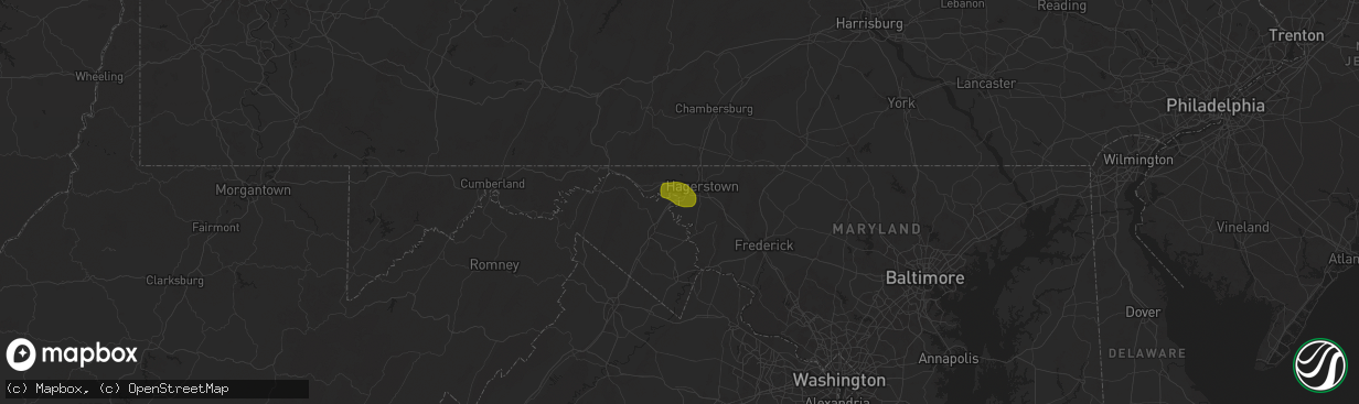 Hail map in Williamsport, MD on May 29, 2024