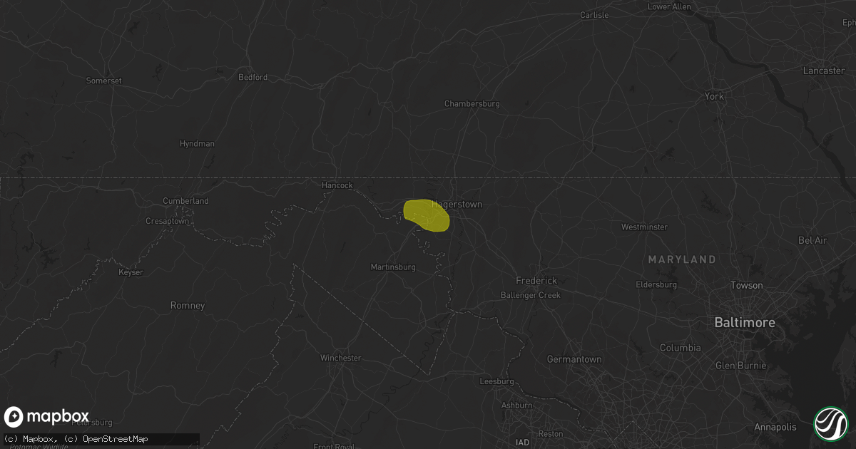 Hail map in Williamsport, MD on May 29, 2024