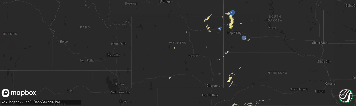 Hail map in Wyoming on May 29, 2024