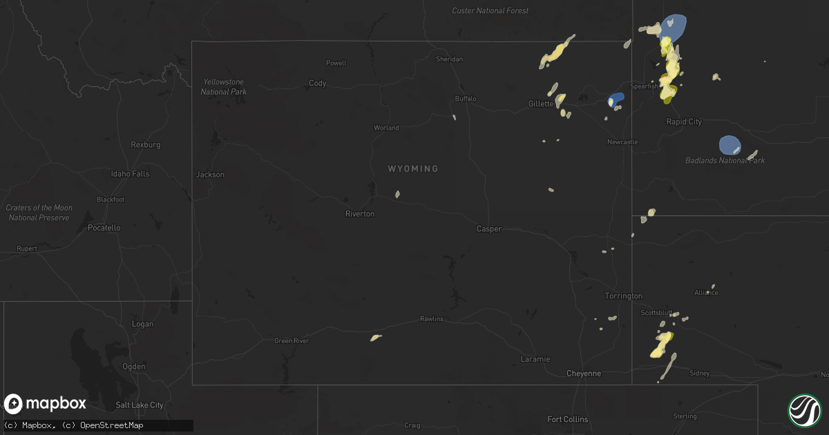 Hail map in Wyoming on May 29, 2024