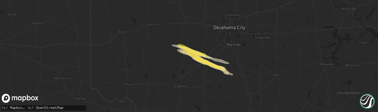Hail map in Anadarko, OK on May 29, 2025