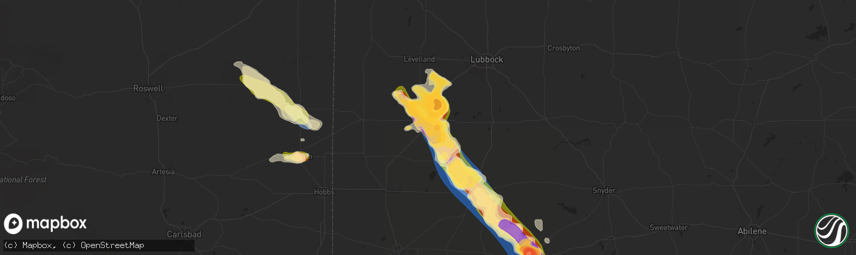Hail map in Brownfield, TX on May 29, 2025