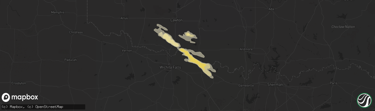 Hail map in Byers, TX on May 29, 2025