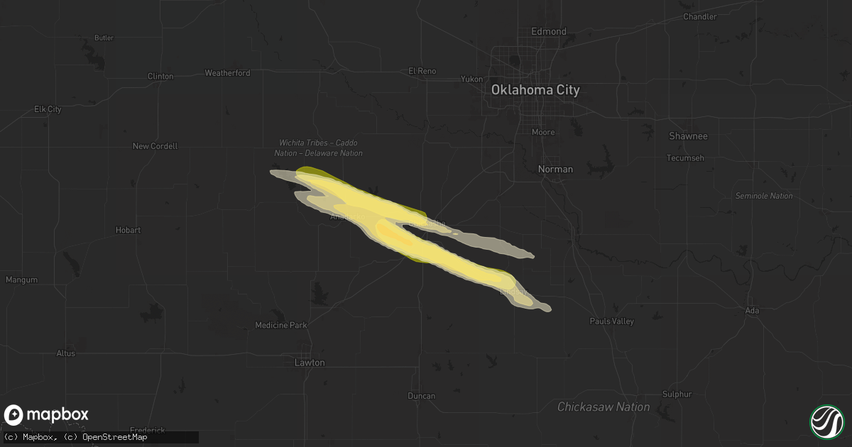 Hail map in Chickasha, OK on May 29, 2025