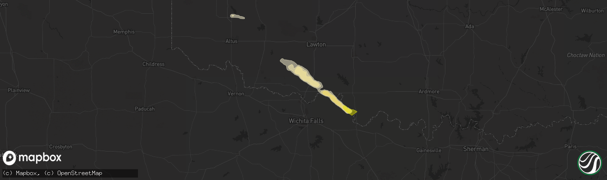 Hail map in Devol, OK on May 29, 2025