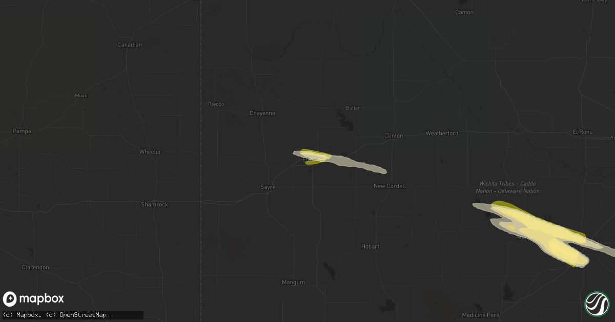 Hail map in Elk City, OK on May 29, 2025