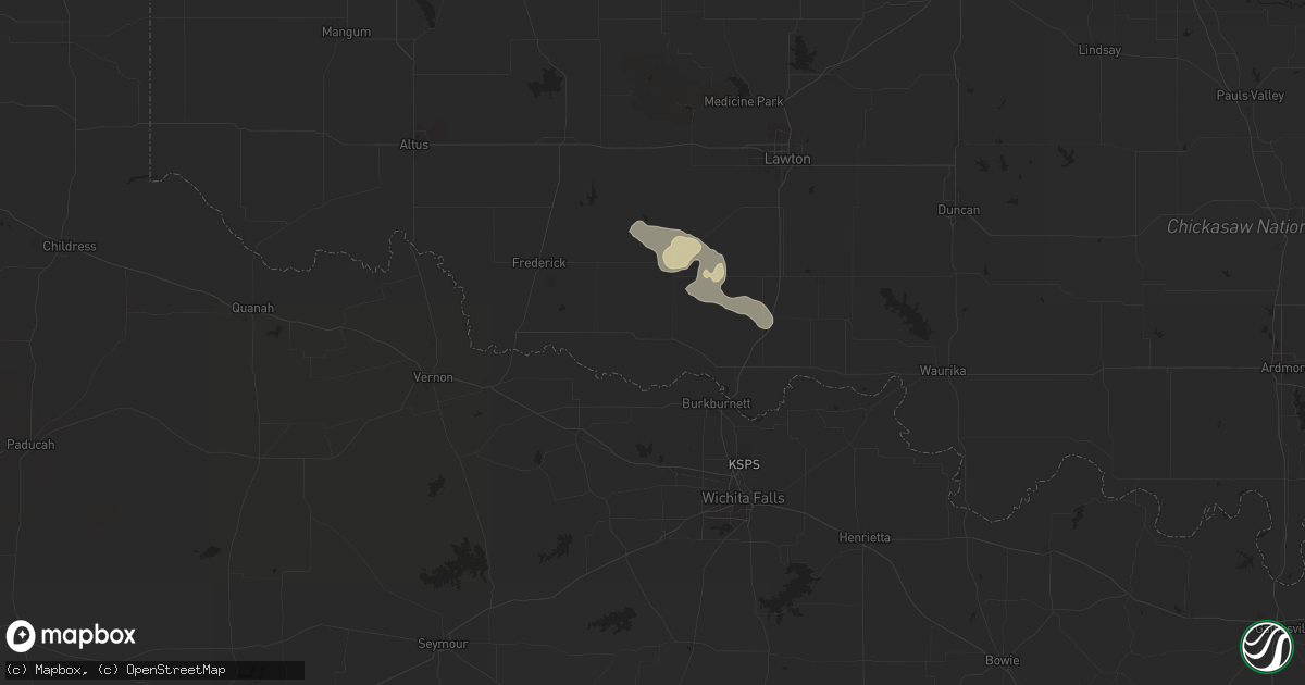 Hail map in Grandfield, OK on May 29, 2025
