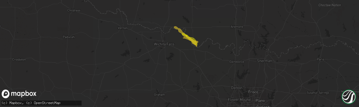 Hail map in Henrietta, TX on May 29, 2025