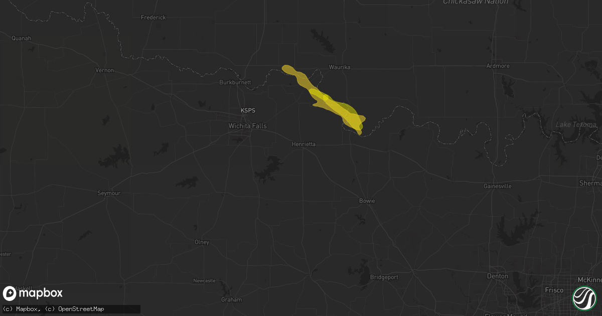 Hail map in Henrietta, TX on May 29, 2025