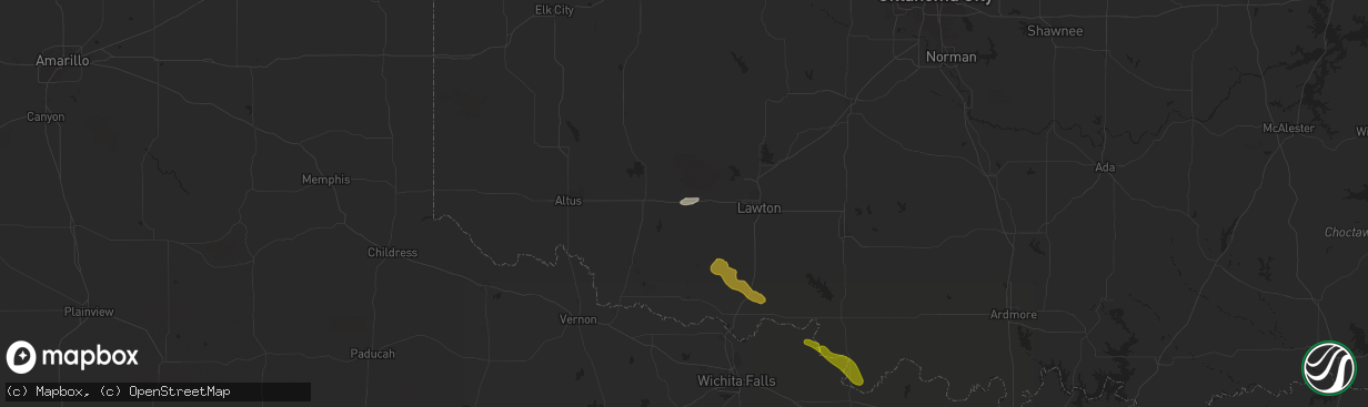 Hail map in Indiahoma, OK on May 29, 2025