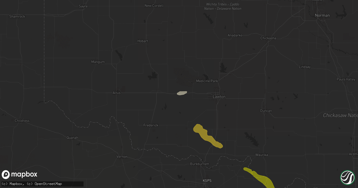 Hail map in Indiahoma, OK on May 29, 2025